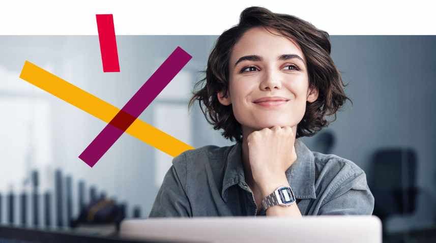 Woman smiling at desk