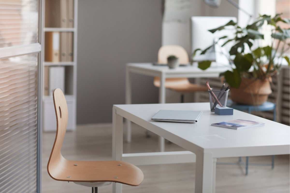 Empty desk chair in office 