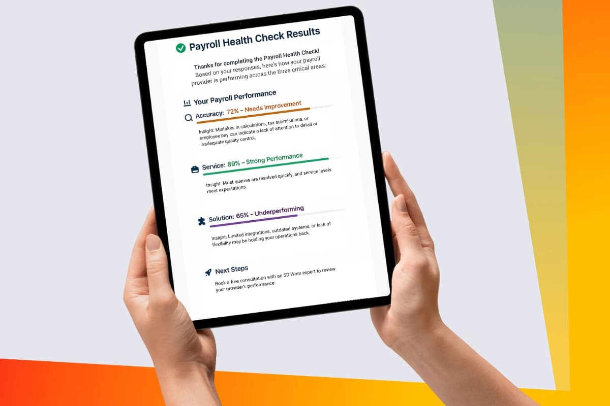 Tablet showing results